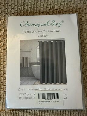 Dark Grey Fabric Shower Curtain Liner